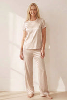 Olga T-shirt and May pajama pants in Champagne, soft and breathable women’s loungewear by ChambresSweden.