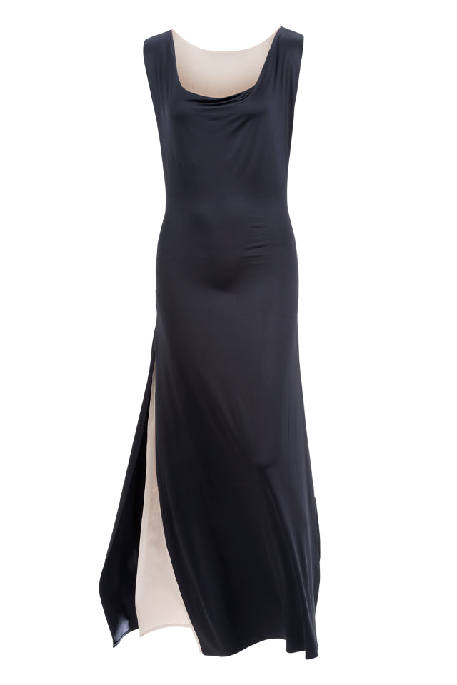 Joy reversable dress in black and champagne by Chambres Sweden